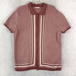 Marine Layer Sweater Polo Mens L Red Beige Stripe Ethan Preppy Huckberry